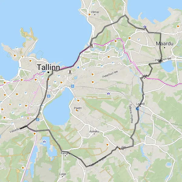 Map miniature of "Coastal Charm of Muuga and Jüri" cycling inspiration in Eesti, Estonia. Generated by Tarmacs.app cycling route planner