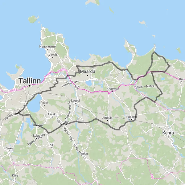 Map miniature of "Scenic Countryside of Muuga and Ülgase" cycling inspiration in Eesti, Estonia. Generated by Tarmacs.app cycling route planner