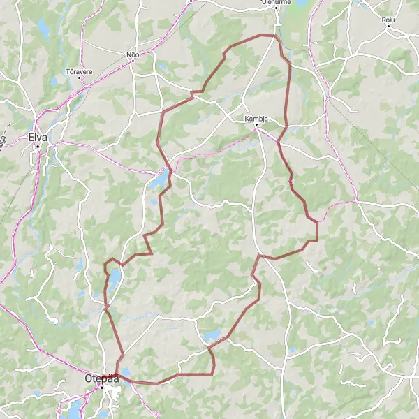 Map miniature of "Exploring the Wilderness" cycling inspiration in Eesti, Estonia. Generated by Tarmacs.app cycling route planner