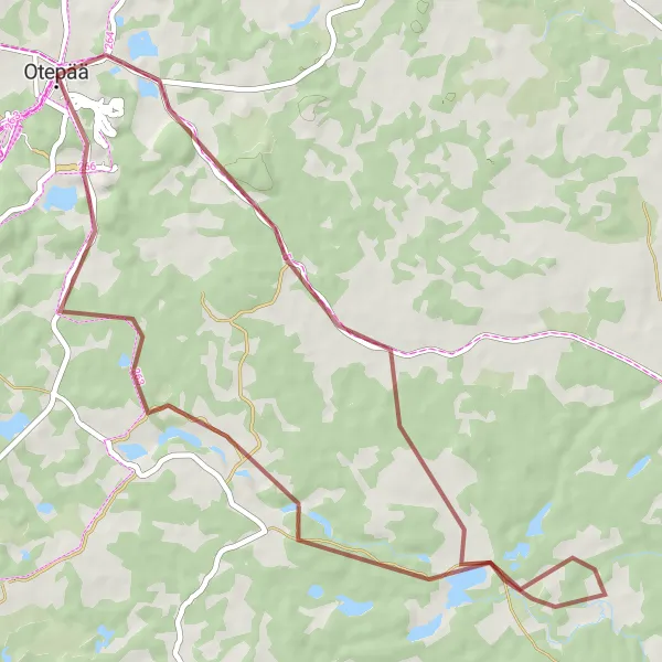 Map miniature of "Kooraste and Väike Munamägi Gravel Route" cycling inspiration in Eesti, Estonia. Generated by Tarmacs.app cycling route planner