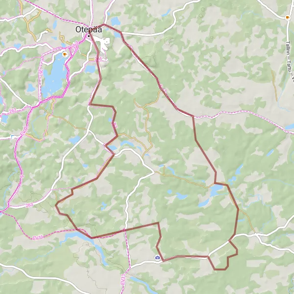 Map miniature of "Kooraste and Väike Munamägi Gravel Loop" cycling inspiration in Eesti, Estonia. Generated by Tarmacs.app cycling route planner