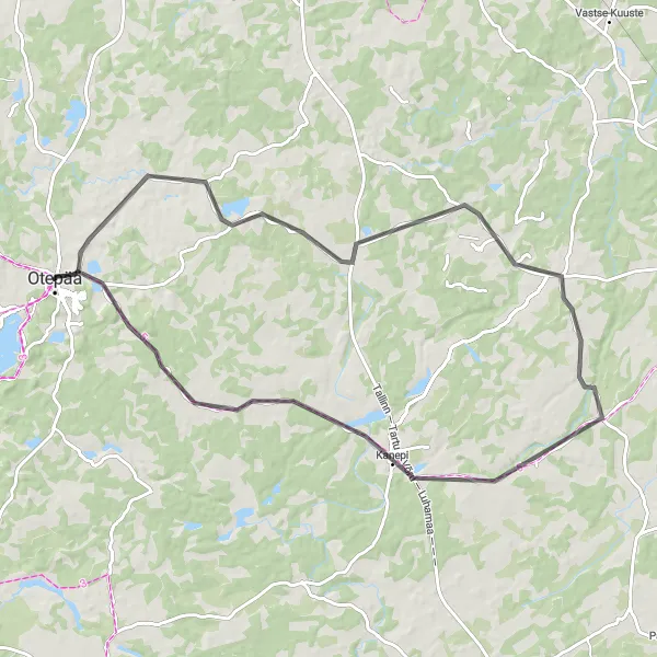 Map miniature of "Otepää and Surroundings" cycling inspiration in Eesti, Estonia. Generated by Tarmacs.app cycling route planner