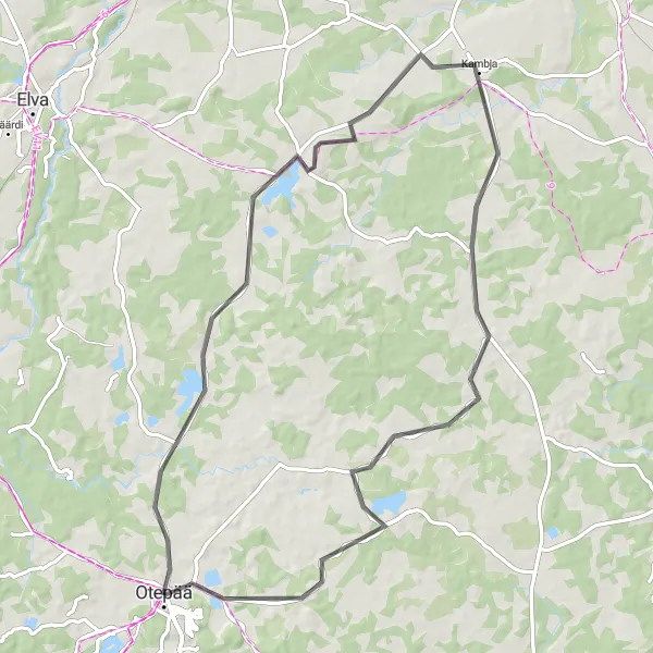 Map miniature of "Countryside Quest" cycling inspiration in Eesti, Estonia. Generated by Tarmacs.app cycling route planner