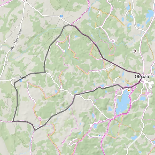 Map miniature of "Hills and Valleys" cycling inspiration in Eesti, Estonia. Generated by Tarmacs.app cycling route planner