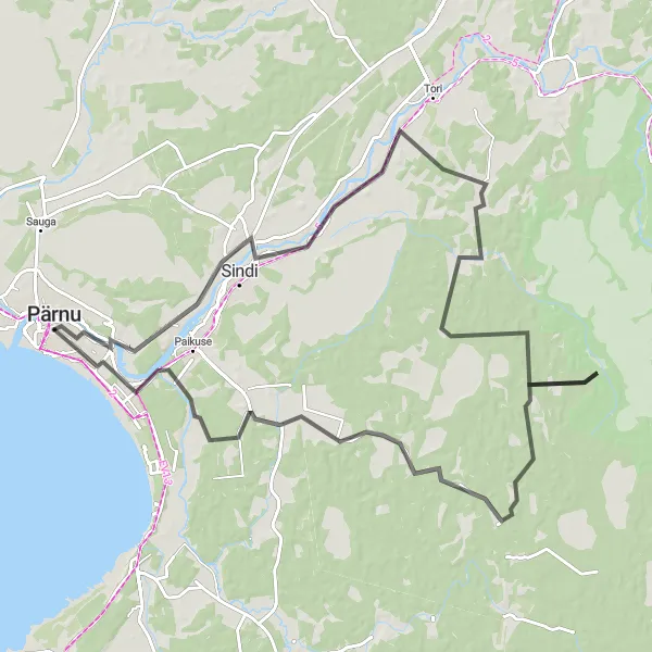 Map miniature of "Randivälja and Beyond" cycling inspiration in Eesti, Estonia. Generated by Tarmacs.app cycling route planner