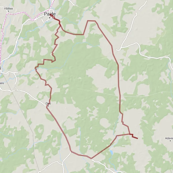 Map miniature of "Paide-Koigi-Oisu Gravel Loop" cycling inspiration in Eesti, Estonia. Generated by Tarmacs.app cycling route planner