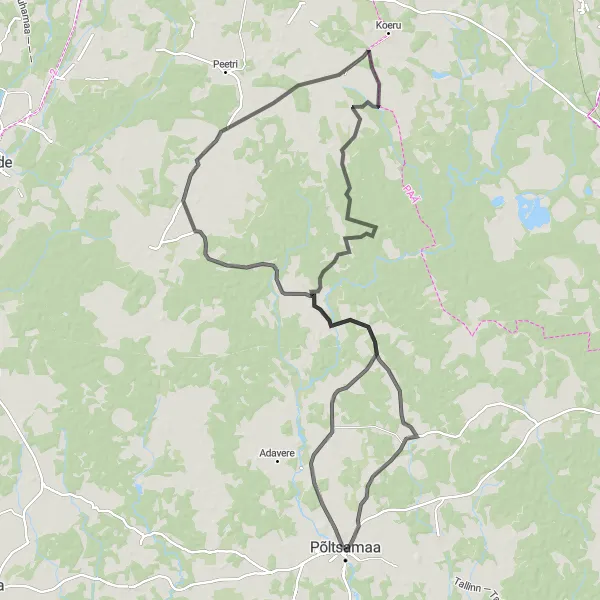 Map miniature of "Müüsleri Merja Loop" cycling inspiration in Eesti, Estonia. Generated by Tarmacs.app cycling route planner