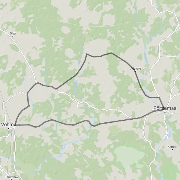 Map miniature of "Kabala Ride" cycling inspiration in Eesti, Estonia. Generated by Tarmacs.app cycling route planner