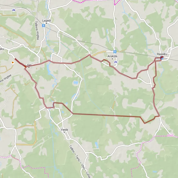 Map miniature of "Jüri Gravel Adventure" cycling inspiration in Eesti, Estonia. Generated by Tarmacs.app cycling route planner