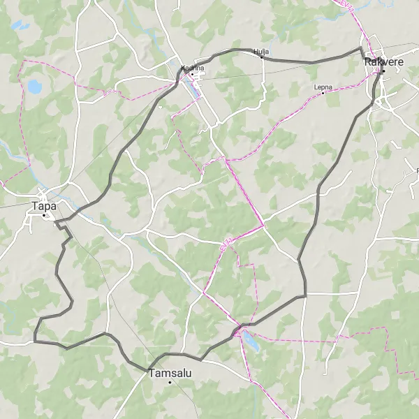 Map miniature of "Kadrina Discovery" cycling inspiration in Eesti, Estonia. Generated by Tarmacs.app cycling route planner