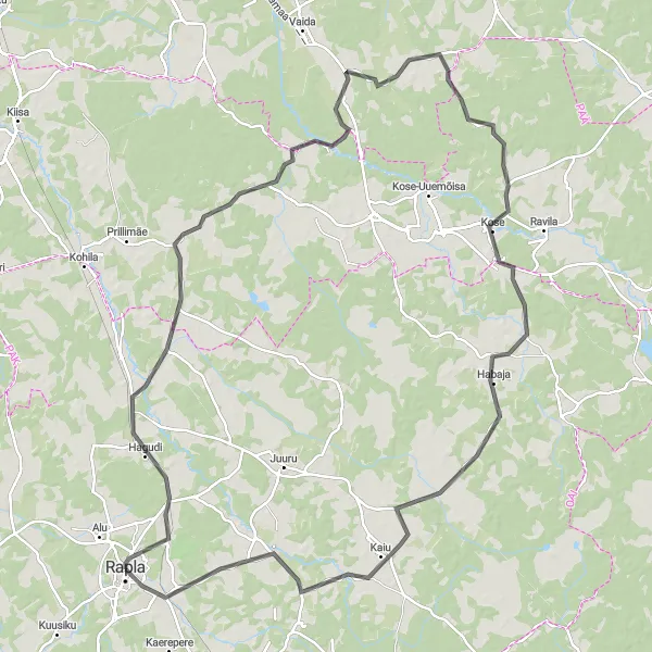 Map miniature of "Countryside Beauty Ride" cycling inspiration in Eesti, Estonia. Generated by Tarmacs.app cycling route planner