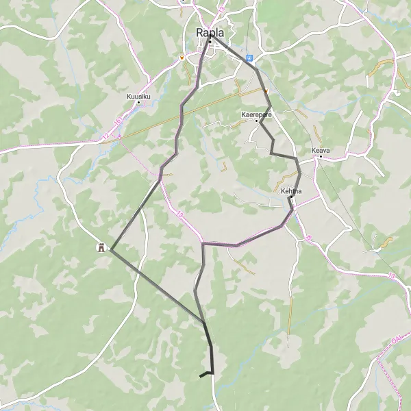 Map miniature of "Countryside Exploration: Kehtna to Raikküla" cycling inspiration in Eesti, Estonia. Generated by Tarmacs.app cycling route planner