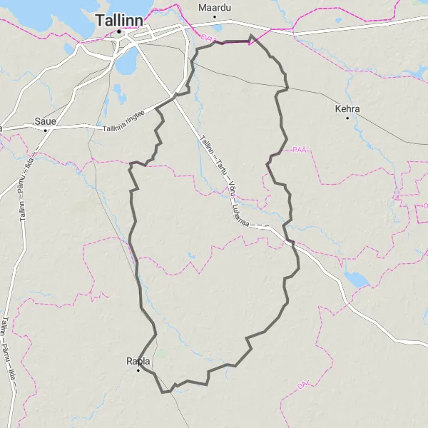 Map miniature of "Aurutraktor to Vaopere" cycling inspiration in Eesti, Estonia. Generated by Tarmacs.app cycling route planner