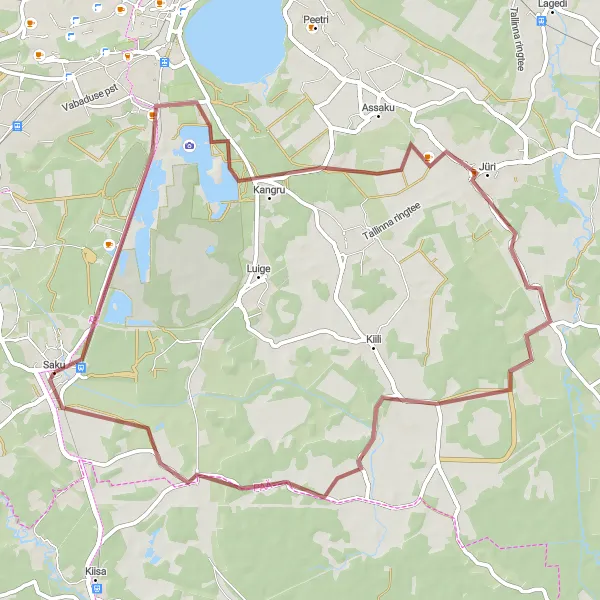 Map miniature of "Jüri Gravel Adventure" cycling inspiration in Eesti, Estonia. Generated by Tarmacs.app cycling route planner