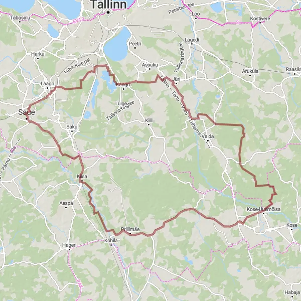 Map miniature of "Gravel Adventure" cycling inspiration in Eesti, Estonia. Generated by Tarmacs.app cycling route planner