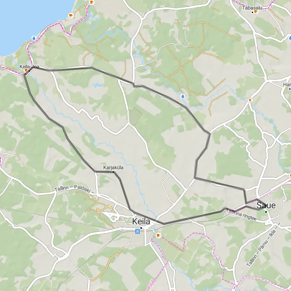 Map miniature of "Keila-Joa Exploration" cycling inspiration in Eesti, Estonia. Generated by Tarmacs.app cycling route planner