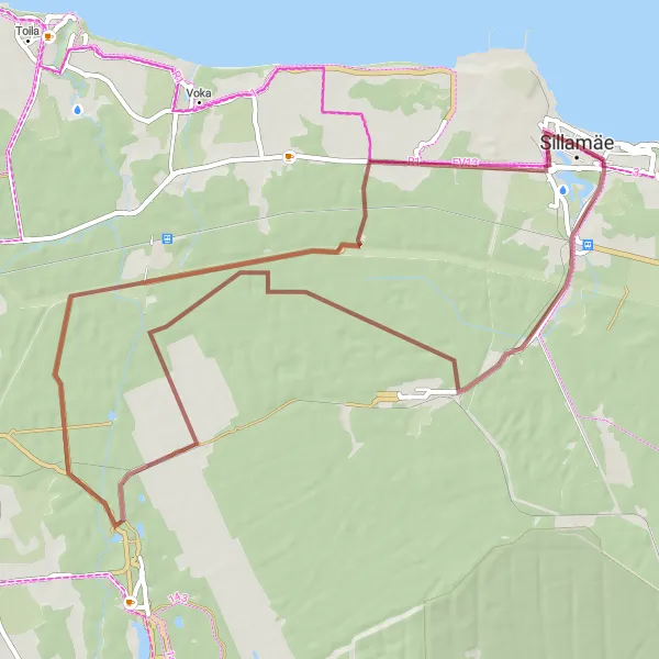Map miniature of "Vaivara-Oru Loop" cycling inspiration in Eesti, Estonia. Generated by Tarmacs.app cycling route planner