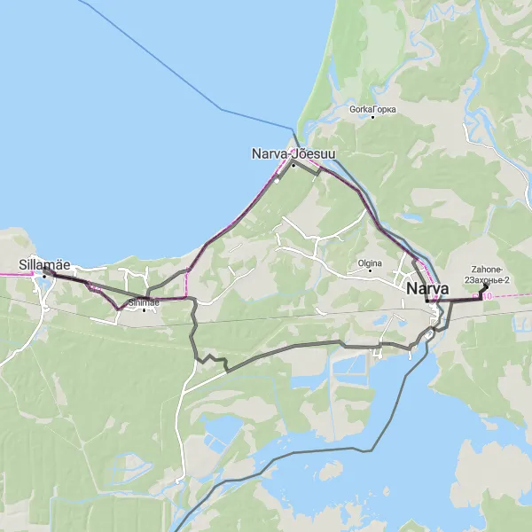 Map miniature of "Udria Loop" cycling inspiration in Eesti, Estonia. Generated by Tarmacs.app cycling route planner