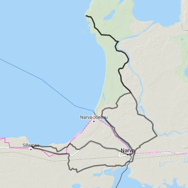 Map miniature of "Estonian Coastal Beauty" cycling inspiration in Eesti, Estonia. Generated by Tarmacs.app cycling route planner
