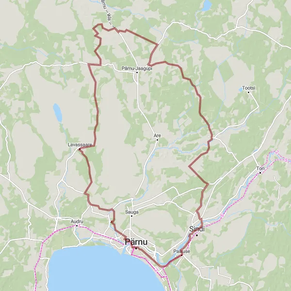 Map miniature of "Gravel Adventure to Tabria" cycling inspiration in Eesti, Estonia. Generated by Tarmacs.app cycling route planner