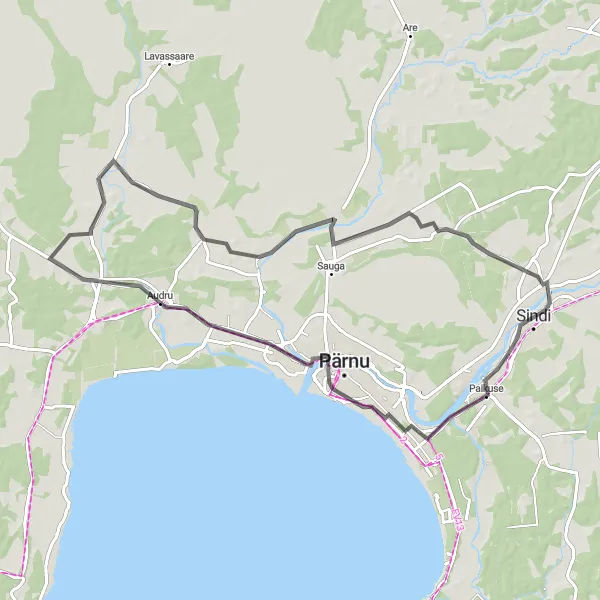 Map miniature of "Jaagupi Escape" cycling inspiration in Eesti, Estonia. Generated by Tarmacs.app cycling route planner