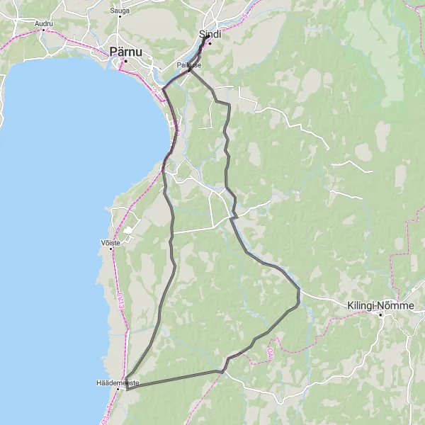 Map miniature of "Vaskrääma Adventure" cycling inspiration in Eesti, Estonia. Generated by Tarmacs.app cycling route planner