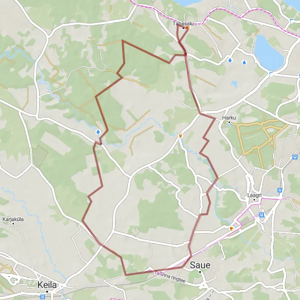 Map miniature of "Tabasalu-Saue-Tutermaa-Vahiküla joastik" cycling inspiration in Eesti, Estonia. Generated by Tarmacs.app cycling route planner