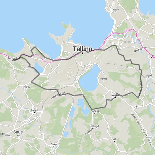 Map miniature of "Tabasalu-Kiek in de Kök Circular Route" cycling inspiration in Eesti, Estonia. Generated by Tarmacs.app cycling route planner