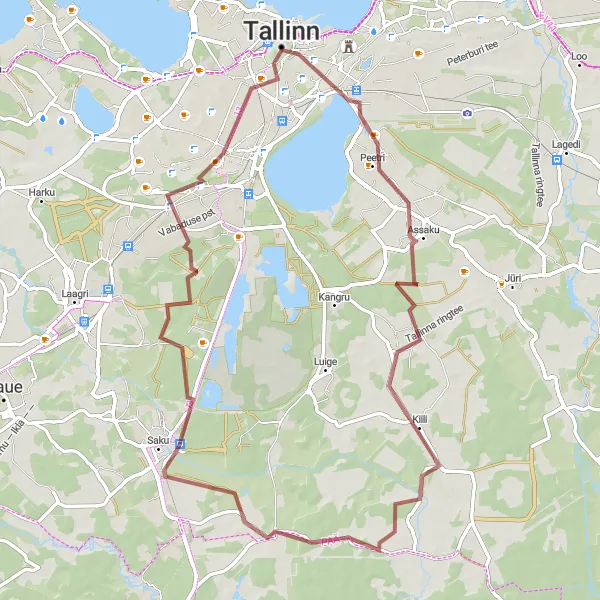 Map miniature of "Tallinn to Nõmme Gravel Route" cycling inspiration in Eesti, Estonia. Generated by Tarmacs.app cycling route planner