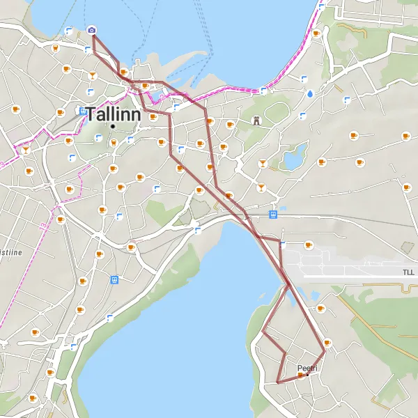 Map miniature of "Peetri Gravel Loop" cycling inspiration in Eesti, Estonia. Generated by Tarmacs.app cycling route planner