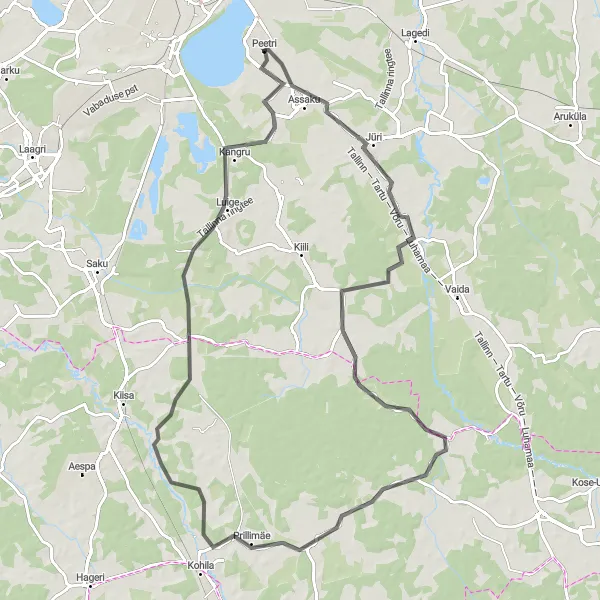 Map miniature of "Jüri Circuit" cycling inspiration in Eesti, Estonia. Generated by Tarmacs.app cycling route planner