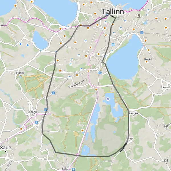 Map miniature of "Toompea Castle Road Loop" cycling inspiration in Eesti, Estonia. Generated by Tarmacs.app cycling route planner