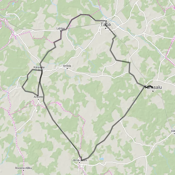 Map miniature of "Kurisoo Loop" cycling inspiration in Eesti, Estonia. Generated by Tarmacs.app cycling route planner