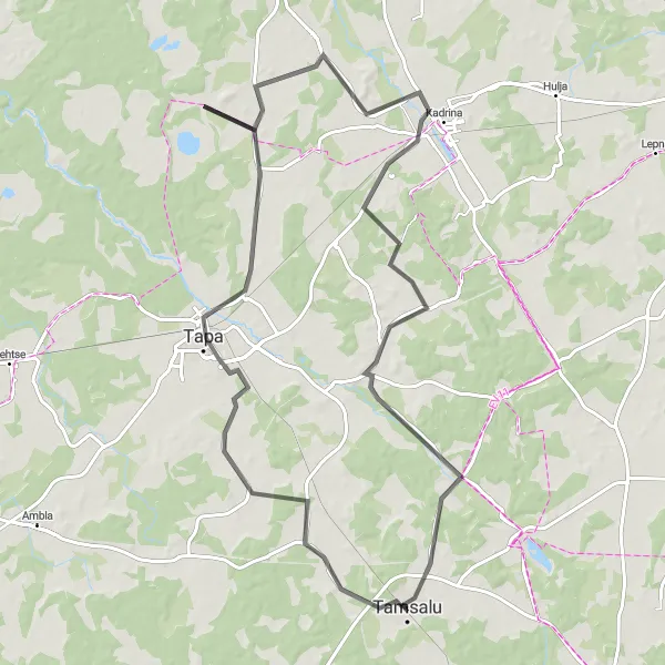 Map miniature of "Tapa Rural Escape" cycling inspiration in Eesti, Estonia. Generated by Tarmacs.app cycling route planner