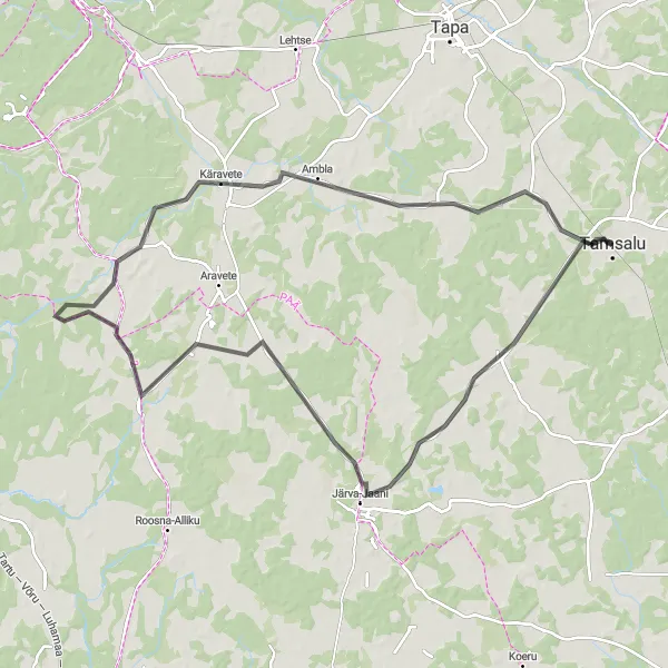 Map miniature of "Scenic Seidla Route" cycling inspiration in Eesti, Estonia. Generated by Tarmacs.app cycling route planner