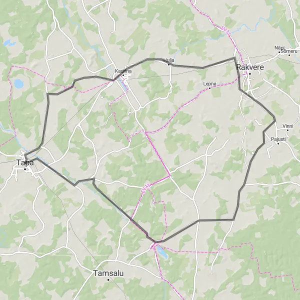 Map miniature of "Vallimäe Adventure" cycling inspiration in Eesti, Estonia. Generated by Tarmacs.app cycling route planner