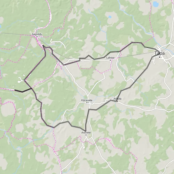 Map miniature of "Ambla Loop" cycling inspiration in Eesti, Estonia. Generated by Tarmacs.app cycling route planner