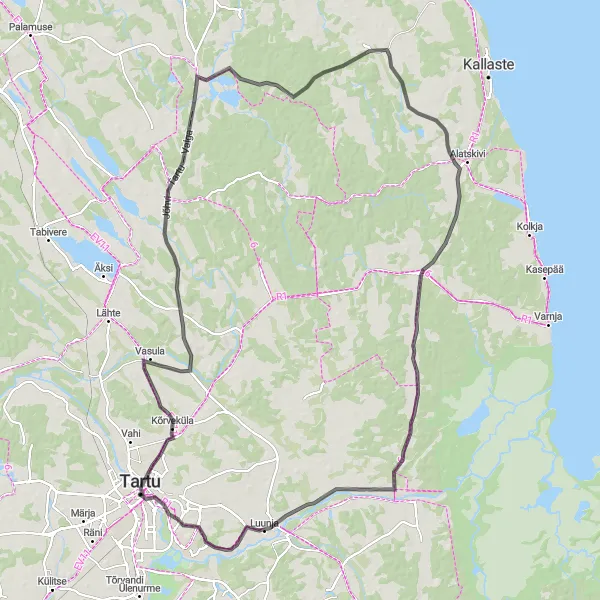 Map miniature of "Tartu Discovery Tour" cycling inspiration in Eesti, Estonia. Generated by Tarmacs.app cycling route planner