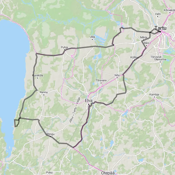 Map miniature of "Rural Delight: Luke to Rahinge" cycling inspiration in Eesti, Estonia. Generated by Tarmacs.app cycling route planner