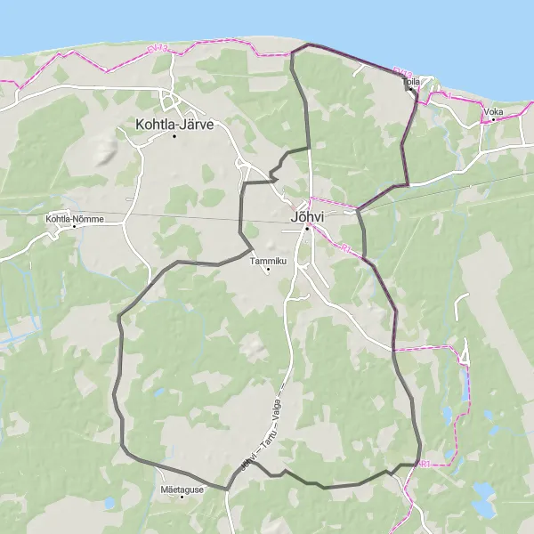 Map miniature of "Illuka and Toila Road Route" cycling inspiration in Eesti, Estonia. Generated by Tarmacs.app cycling route planner