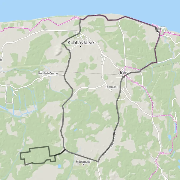 Map miniature of "Tales of Toila" cycling inspiration in Eesti, Estonia. Generated by Tarmacs.app cycling route planner