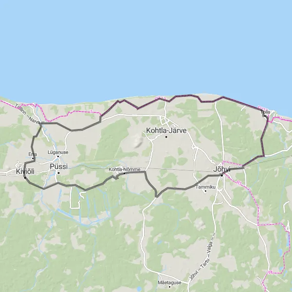 Map miniature of "Oak Forest Adventure" cycling inspiration in Eesti, Estonia. Generated by Tarmacs.app cycling route planner
