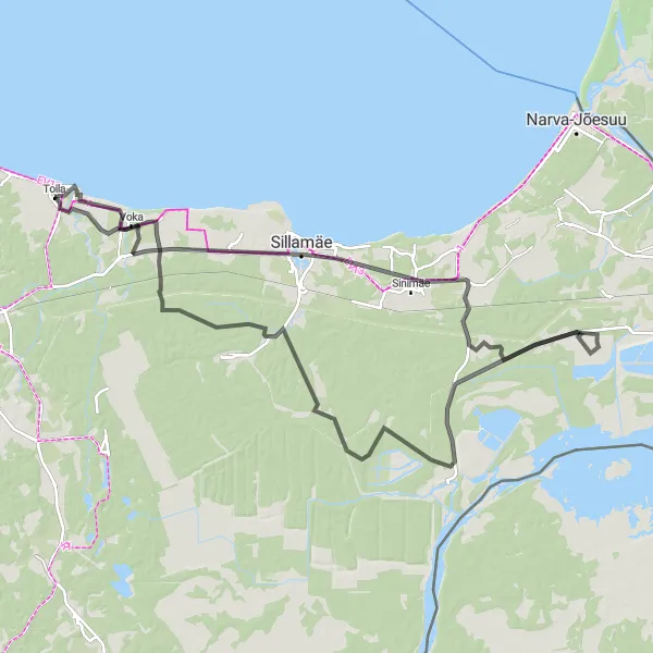 Map miniature of "Coastal Paradise Road Trip" cycling inspiration in Eesti, Estonia. Generated by Tarmacs.app cycling route planner