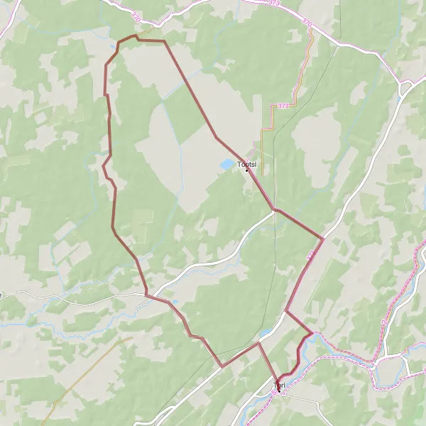 Map miniature of "The Gravel Road to Tabria" cycling inspiration in Eesti, Estonia. Generated by Tarmacs.app cycling route planner