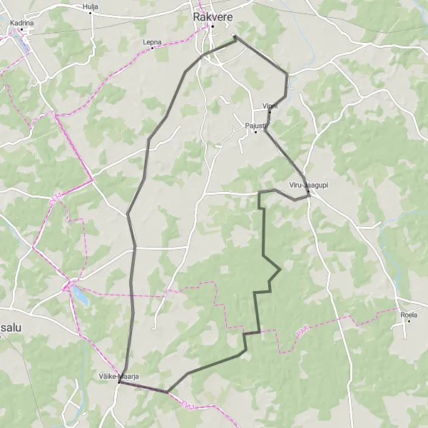 Map miniature of "Väike-Maarja - Koonu" cycling inspiration in Eesti, Estonia. Generated by Tarmacs.app cycling route planner