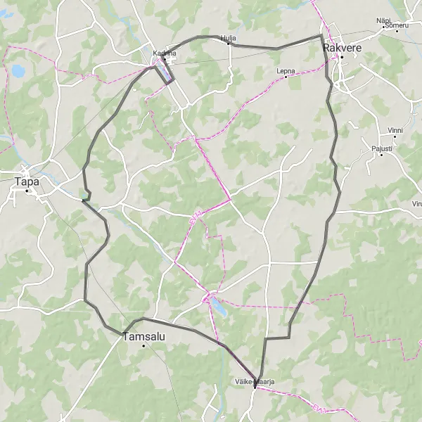 Map miniature of "Väike-Maarja - Udriku" cycling inspiration in Eesti, Estonia. Generated by Tarmacs.app cycling route planner