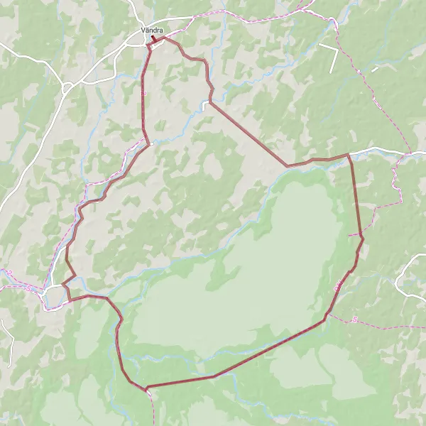 Map miniature of "Vändra to RMK Meiekose Saarte lõkkekoht Gravel Route" cycling inspiration in Eesti, Estonia. Generated by Tarmacs.app cycling route planner