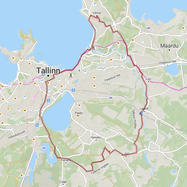 Map miniature of "Gravel Adventure in Viimsi" cycling inspiration in Eesti, Estonia. Generated by Tarmacs.app cycling route planner