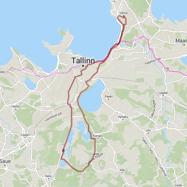 Map miniature of "Viimsi Challenging Gravel Route" cycling inspiration in Eesti, Estonia. Generated by Tarmacs.app cycling route planner