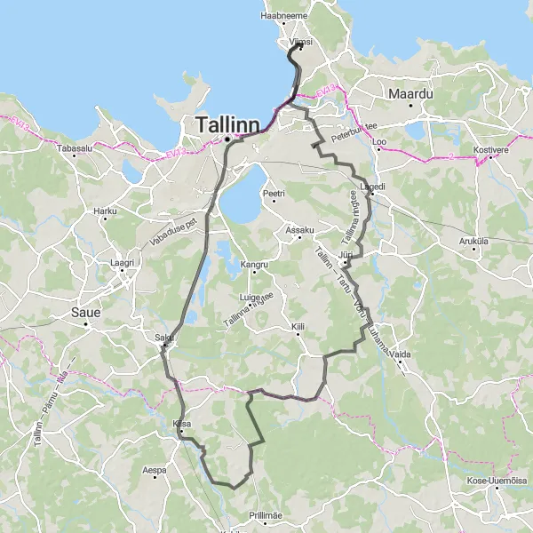 Map miniature of "Hillside Adventure" cycling inspiration in Eesti, Estonia. Generated by Tarmacs.app cycling route planner